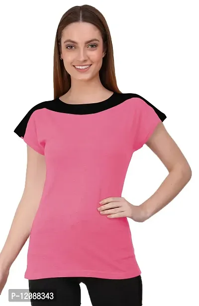 THE BLAZZE 1330 Women's Cotton Regular Fit Round Neck Half Sleeve Utility T-Shirts for Women Combo (Medium, Color_08)-thumb3