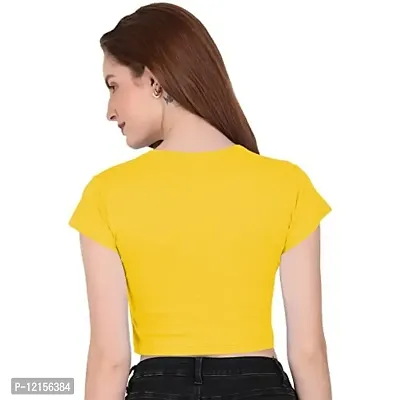 THE BLAZZE 1121 Crop Tops for Women (XL, Yellow)-thumb2