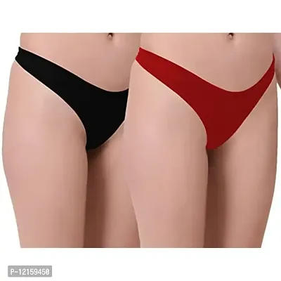 THE BLAZZE 1011 Women's Thong Low Rise Sexy Solid G-String Thong Bikini T-String Sexy Lingerie Panties Briefs(S,Combo_04)-thumb0