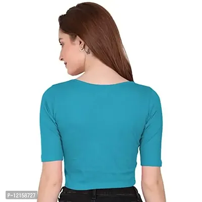 THE BLAZZE Tops for Women (Small, Turquoise Blue)-thumb2