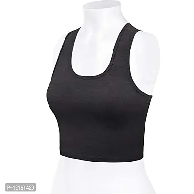 THE BLAZZE Women's Cotton Racerback Basic Crop Tank Tops (Medium, Charcoal Melange)-thumb4