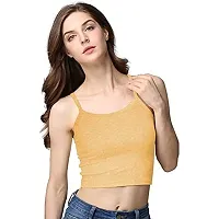 THE BLAZZE Women's Sleeveless Crop Tops Sexy Strappy Tees (L, Mustard Yellow)-thumb2