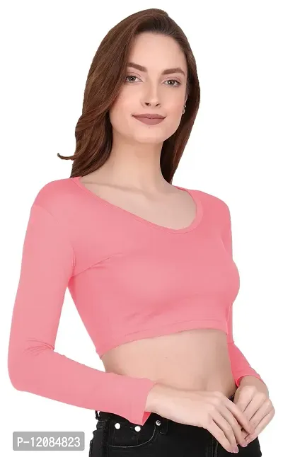 THE BLAZZE 1109 Women's V Neck Crop Top-thumb3