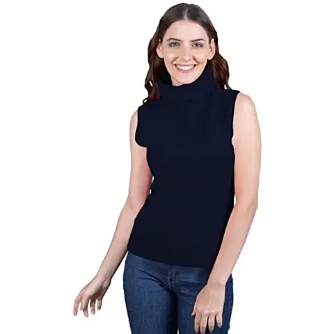 Black Sleeveless High Neck Turtle neck top