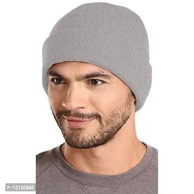 THE BLAZZE 2015 Unisex Winter Cap (Free Size, Grey)-thumb4