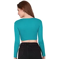 THE BLAZZE 1109 Sexy Women's Full Sleeve Tank Crop Tops Bustier Bra Vest Shorts Crop Top Bralette Blouse Top for Women (Medium, Turquoise Blue)-thumb1