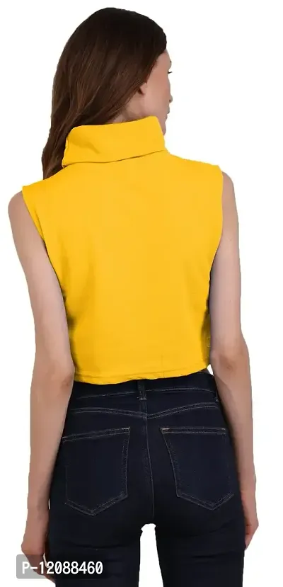 THE BLAZZE 1344 Women's Basic High Neck Sleeveless Crop Top-thumb3