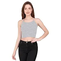 THE BLAZZE 1002 Women's Sleeveless Crop Tops Sexy Strappy Tees (X-Large(36?-38""), G - Dark Grey)-thumb2