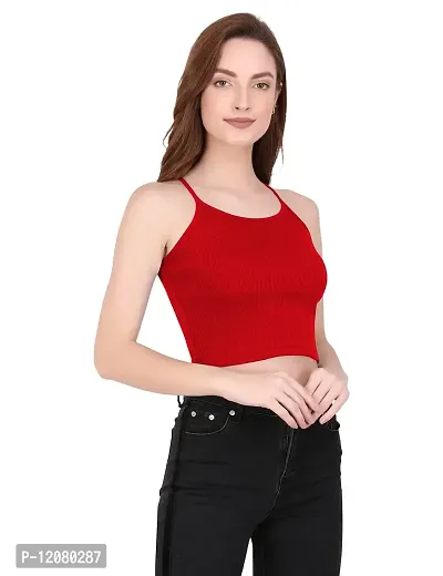 THE BLAZZE 1002 Women's Sleeveless Crop Tops Sexy Strappy Tees (X-Large(36?-38""), E - Red)-thumb4