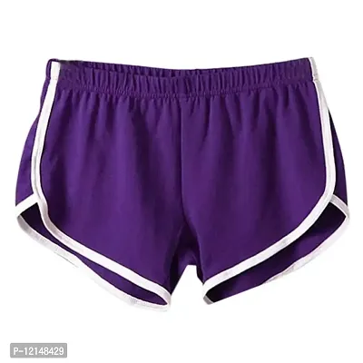 THE BLAZZE Women Sports Shorts Gym Workout Yoga Short Pack of 2 (M, Maroon+Purple)-thumb2