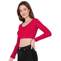 THE BLAZZE 1109 Sexy Women's Full Sleeve Tank Crop Tops Bustier Bra Vest Shorts Crop Top Bralette Blouse Top for Women (X-Large, Dark Pink)-thumb3