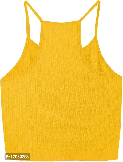 THE BLAZZE 1002 Women's Sleeveless Crop Tops Sexy Strappy Tees (Medium(32""-34""), H - Yellow)-thumb2