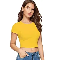 THE BLAZZE 1261 Women's Cotton Crop Top Shorts Set (XL, Yellow)-thumb1