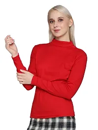 AD2CART A1035 Women's Basic Solid High Neck Full Sleeves Stretchable Ribbed Stylish Women Top-thumb3