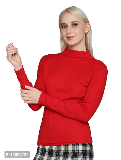 AD2CART A1035 Women's Basic Solid High Neck Full Sleeves Stretchable Ribbed Stylish Women Top-thumb4