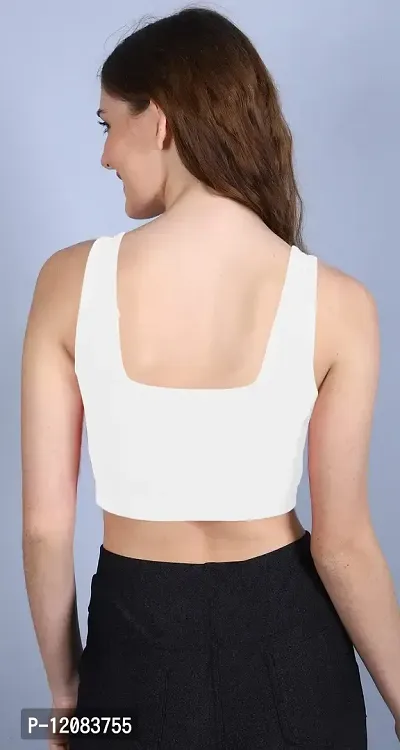 THE BLAZZE 1044 Women's Summer Basic Sexy Strappy Sleeveless Crop Tops (XX-Large, White)-thumb3