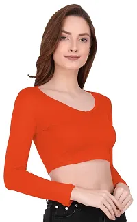 THE BLAZZE 1059 Women's Cotton Scoop Neck Crop Top Full Sleeve Readymade Saree Blouse-thumb3