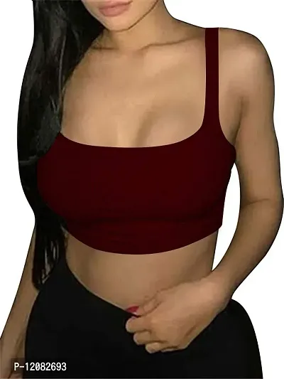 THE BLAZZE 1044 Sexy Women's Tank Crop Tops Bustier Bra Vest Crop Top Bralette Blouse Top for Womens (XX-Large, Maroon)-thumb4