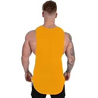 THE BLAZZE 0029 Men's Sleeveless T-Shirt Gym Tank Gym Stringer Tank Tops Muscle Gym Bodybuilding Vest Fitness Workout Train Stringers (X-Large(40?-42), C - Yellow)-thumb1