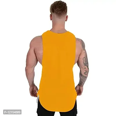 THE BLAZZE 0029 Men's Sleeveless T-Shirt Gym Tank Gym Stringer Tank Tops Muscle Gym Bodybuilding Vest Fitness Workout Train Stringers (X-Large(40?-42), C - Yellow)-thumb2