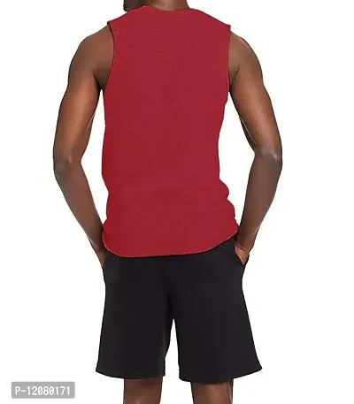 THE BLAZZE Men's Sleeveless T-Shirt (Small(36?/90cm - Chest), Red)-thumb2