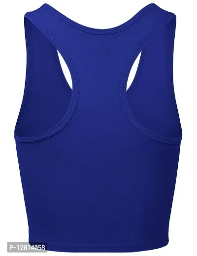 THE BLAZZE Women's Sleeveless Crop Tops Sexy Strappy Tees (Large, Royal Blue)-thumb3