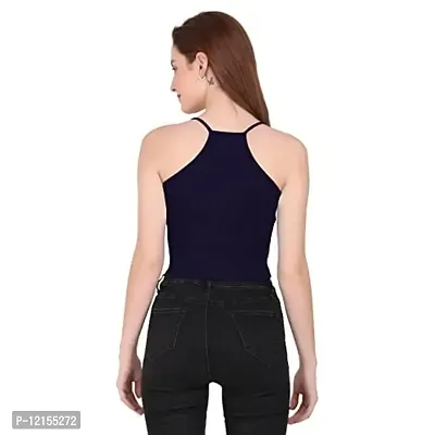 THE BLAZZE 1002 Women's Sleeveless Crop Tops Sexy Strappy Tees (XX-Large(38?-40""), S - Navy)-thumb1