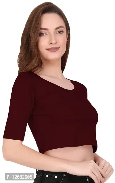 THE BLAZZE 1055 Crop Tops for Women (Small, Maroon)-thumb5