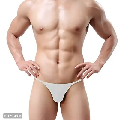 THE BLAZZE 0013 Men's Modal U Back G String Sexy Low Rise Briefs Panties, Men Boxer Underpants Shorts Underwear Bulge Pouch Funny Thongs (XX-Large(95-100cm), B - White)