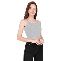 THE BLAZZE 1002 Women's Sleeveless Crop Tops Sexy Strappy Tees (X-Large(36?-38""), G - Dark Grey)-thumb3