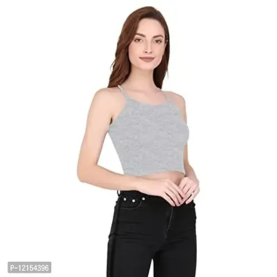 THE BLAZZE 1002 Women's Sleeveless Crop Tops Sexy Strappy Tees (X-Large(36?-38""), G - Dark Grey)-thumb4