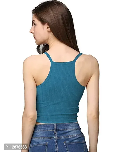 THE BLAZZE Women's Summer Basic Sexy Strappy Sleeveless Racerback Camisole Crop Top-thumb4