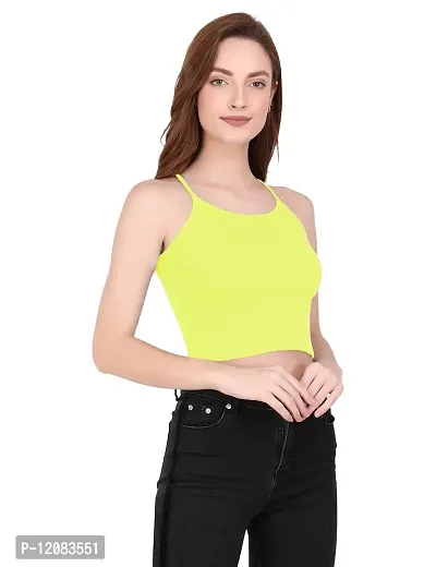 THE BLAZZE 1002 Women's Sleeveless Crop Tops Sexy Strappy Tees (X-Small(28""-30""), U - Light Yellow)-thumb3