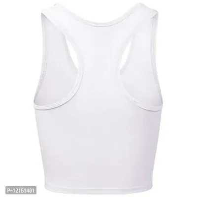 THE BLAZZE Women's Cotton Racerback Basic Crop Tank Tops (Large, White)-thumb3