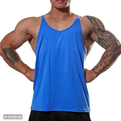 THE BLAZZE Men's Gym Stringer Tank Top Bodybuilding Athletic Workout Muscle Fitness Vest (S, Royal Blue)-thumb0