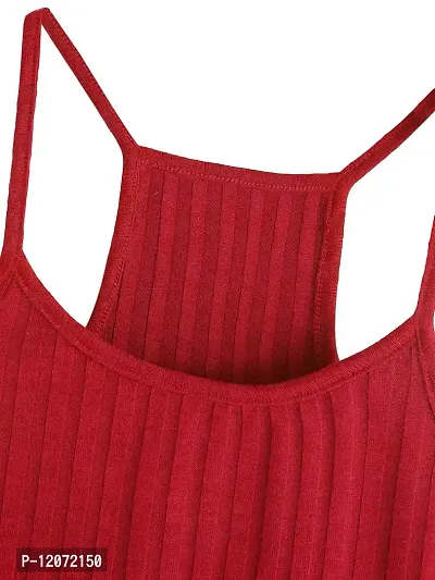 THE BLAZZE Women's Summer Basic Sexy Strappy Sleeveless Racerback Camisole Crop Top (Small, Black Red)-thumb5