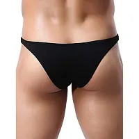 THE BLAZZE Men's Soft Low Rise G-String Underwear Sexy Mid Coverage Back Briefs (X-Large-(38""/95cm), Black)-thumb1