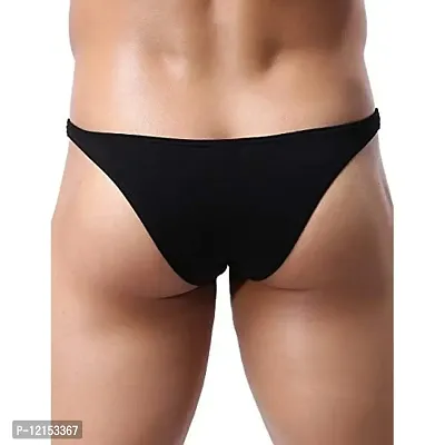 THE BLAZZE Men's Soft Low Rise G-String Underwear Sexy Mid Coverage Back Briefs (X-Large-(38""/95cm), Black)-thumb2