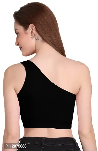 THE BLAZZE Women's Sleeveless Crop Tops Sexy Strappy Tees (L, Black)-thumb3