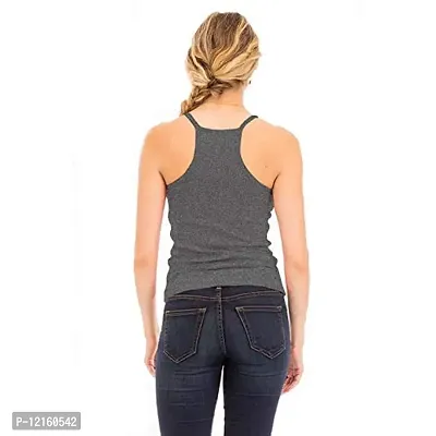 THE BLAZZE Women's Sleeveless Crop Tops Sexy Strappy Tees (XL, Dark Grey)-thumb3