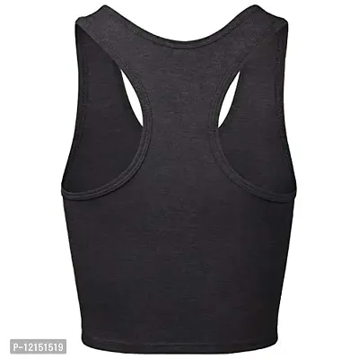 THE BLAZZE Women's Cotton Racerback Basic Crop Tank Tops (X-Large, Charcoal Melange)-thumb3