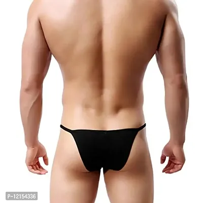 THE BLAZZE 0013 Men's Modal U Back G String Sexy Low Rise Briefs Panties, Men Boxer Underpants Shorts Underwear Bulge Pouch Funny Thongs (Medium(80-85cm), A - Black)-thumb2