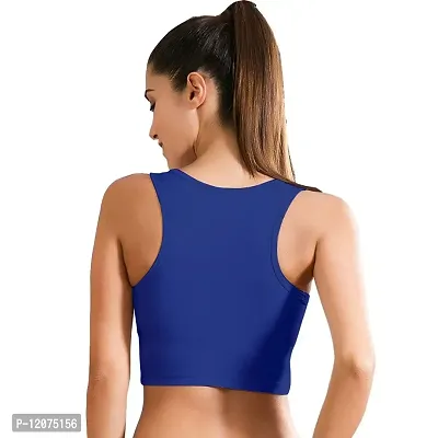 THE BLAZZE Women's Cotton Racerback Basic Crop Tank Tops (XX-Large, Royal Blue)-thumb2