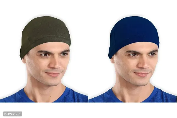 THE BLAZZE Cotton Helmet Cap (Army Green+Royal Blue)