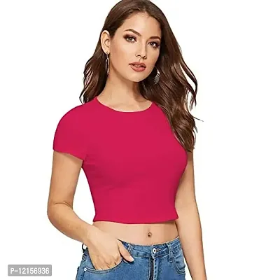 THE BLAZZE 1261 Women's Cotton Crop Top Shorts Set (XL, Dark Pink)-thumb2