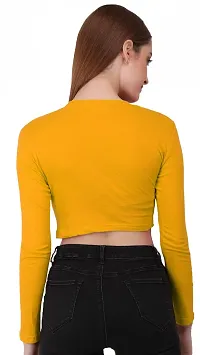 THE BLAZZE 1089 Women's Basic Sexy Solid Round Neck Slim Fit Full Sleeve Crop Top T-Shirt for Women's-thumb4