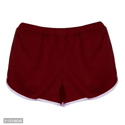 THE BLAZZE Women Sports Shorts Gym Workout Yoga Short Pack of 2 (S, Green+Maroon)-thumb5