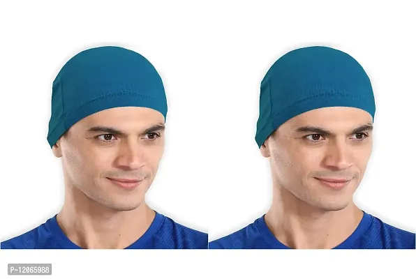 THE BLAZZE Skull Cap/Helmet Cap/Running Beanie - Ultimate Thermal Retention  Performance Moisture Wicking. Fits Under Helmets-Navy (1, Turquoise Blue+Turquoise Blue)-thumb0