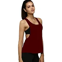 THE BLAZZE Women's Gym Vest Tank Top Camisole Women Spaghetti Racerback Crop Top Active Wear Yoga Workout Top (XX-Large(40?/100cm - Chest), Maroon)-thumb1