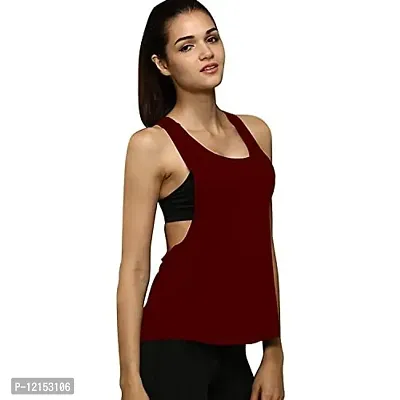 THE BLAZZE Women's Gym Vest Tank Top Camisole Women Spaghetti Racerback Crop Top Active Wear Yoga Workout Top (XX-Large(40?/100cm - Chest), Maroon)-thumb2